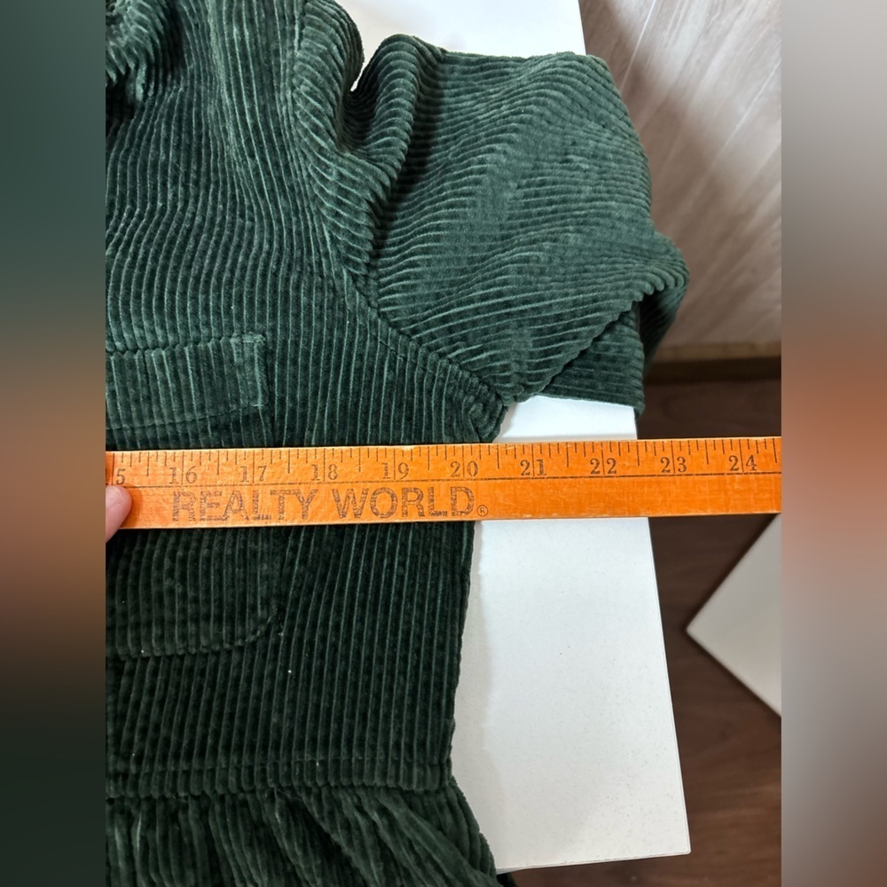 Eddie Bauer Vintage Maxi Button Down Forest Green Corduroy Shirt Dress Petite - Picture 7 of 8